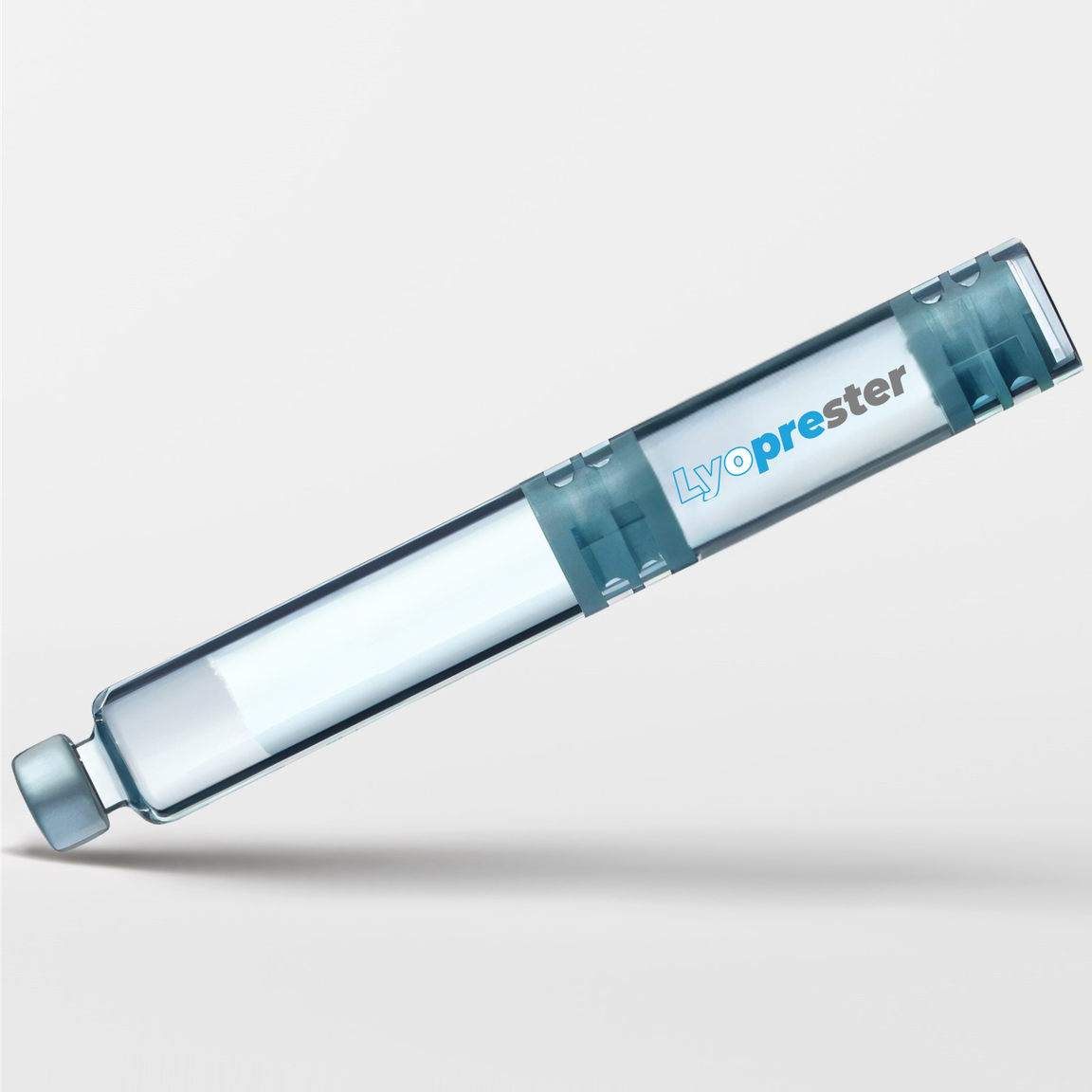 Dual chamber cartridge — the Lyoprester: two chambers, two plungers, vacuum-sealed, argon-locked, zero air bubbles